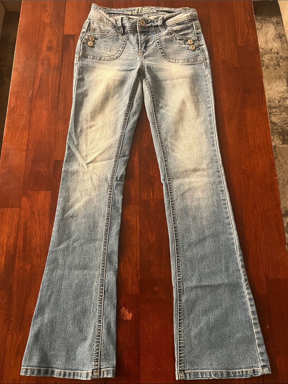 Wallflower Light Blue Flare Jeans with Subtle Fading